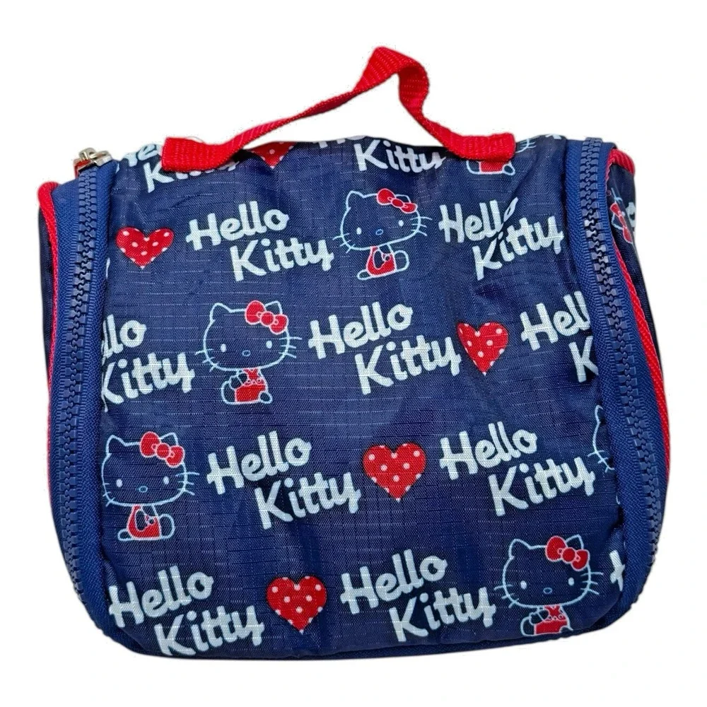 Sanrio‎ Smiles Hello Kitty Navy Red Travel Organizer Hang Up Pouch Makeup Bag